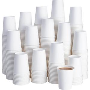 LITOPAK 400 Pack 8 oz Disposable Paper Coffee Cup, Hot/Cold Beverage Drinking Cups for Water, Paper Coffee Cups, White Paper Hot Coffee Cups, Suitable for Party, Picnic, Travel, and Events