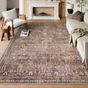 Lahome Oriental Rugs for Bedroom 8x10, Boho Washable Red Rugs for Living Room, Soft Rubber Backed Anti-Skid Floor Carpet for Dining Room Department, Distressed Red