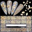 4880Pcs Champagne Rhinestones for Nails, Gold Crystal Nail Rhinestones Round Beads Flatback Glass Gems Stones, Multi Shapes 3D Nail Crystals for Nail Art DIY Crafts Clothes Shoes Jewelry (S3-Champagne Color)