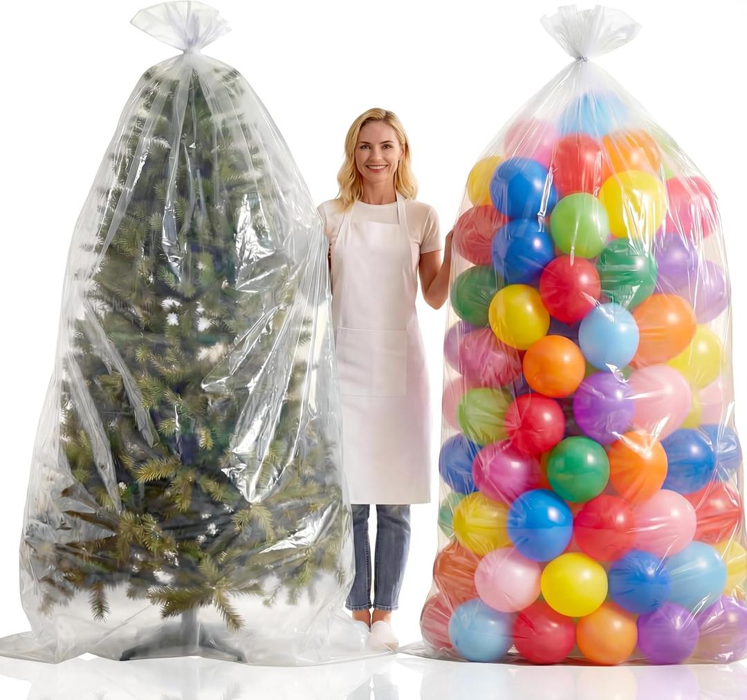 2 Pcs 98.4 x 59 Inches Large Balloon Bags for Transport, Christmas Tree Disposal and Storage Bag, Clear Balloon Drop Bag, Giant Carrying Storage Bags for Wedding Birthday Party Supplies