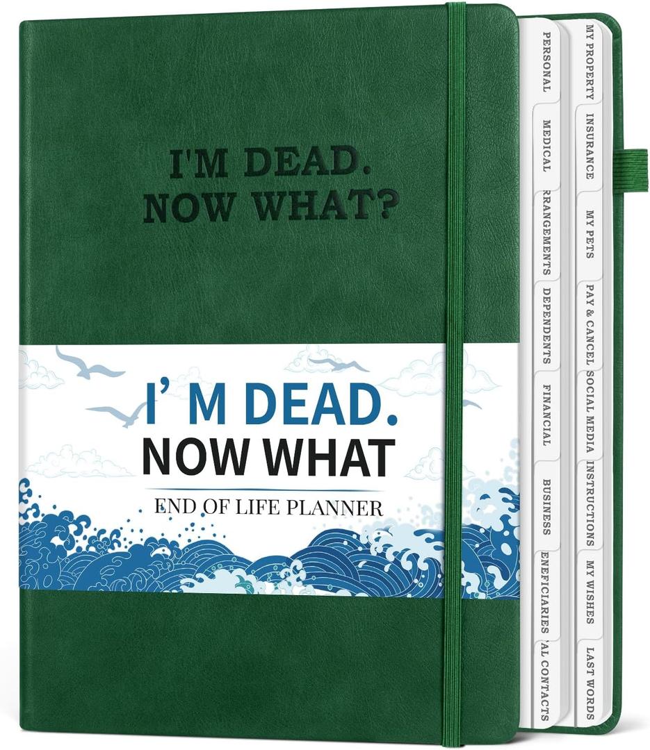 I'm Dead Now What Planner, Estate Planning Organizer with Tabs, Death Planner Organizer for Senior, Important Info for Final Arrangements, Beneficiary & Last Wishes with Large Print, 7.5"x10.4", Green
