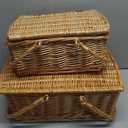 Sintuff 2 Pcs Wicker Picnic Basket with Insulated Cooler Bag Lids Vintage Picnic Hamper with Folding Woven Handle for Camping Summer Outdoor Beach Valentine Party Gift