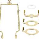 7 8 9 10 inch Lamp Shade Harp Holder, Adjustable Lamp Harps and Finals, Fit both Standard Lamp Rod and E26 E27 Light Base UNO Fitter Adapter Converter Finial Set (Gold)
