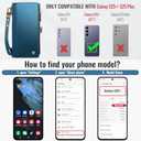 Defencase for Galaxy S25 Plus/S25+ Case Wallet with RFID Blocking Card Holder for Women Men, Elegant Leather Magnetic Snap Flip Strap Zipper Wallet Phone Cases for Samsung Galaxy S25 Plus 6.7", Blue