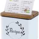 NIKKY HOME 4x6 Metal Recipe Box Kitchen Organization with 24 Cards and 8 Dividers, White