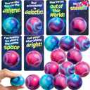 JOYIN 24 PCS Valentines Cards with Galaxy PU Stress Balls for Valentine Party Favor, Classroom Exchange Prize, Greeting Cards