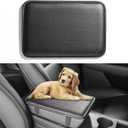 HighnessHwoo Car Armrest Covers, Vehicle Center Console Cover, Middle Storage Pads, Dog & Cat Paws Protetor, Carbon Fiber PU Leather, Waterproof, Anti-Slip, Auto Interior Accessories, Black, Size M