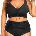 Aqua Eve Women Plus Size Two Piece Swimsuit High Waisted Bikini Set Tummy Control Bathing Suit Size 14W