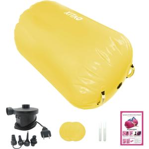 XITAO Air Roller Gymnastics Barrel Inflatable Tumbling Roller Air Mat, Barrel Back Somersault Backbend Trainer Equipment with Electric Air Pump for Backhandspring Training Yoga Cheerleading, 37.4"x25.0" (Yellow)