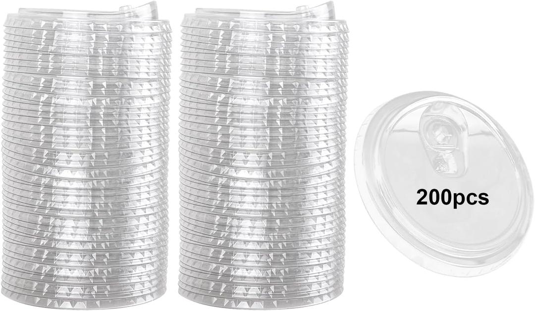 200 Pack Plastic Clear Strawless Snap Disposable PET Lids Fits Cups for Iced Coffee, Milkshake, Slurpee, Ice cream, Razzle, Slush, Smoothy, Party's 200 Pack Plastic Clear Strawless Snap Disposable PET Lids Fits Cups for Iced Coffee, Milkshake, Slurpee, Ice cream, Razzle, Slush, Smoothy, Party's