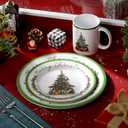 Teenyyou 12 Pcs Christmas Tree Dinnerware Set Service for 4 Include 10'' Melamine Dinner Plate and 8'' Dessert Plate Ceramic Mug for Xmas Party, Gift for Christmas