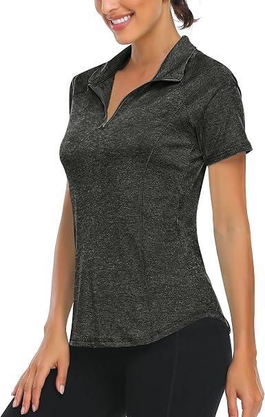 LURANEE Womens Golf Shirt Short Sleeve Moisture Wicking Athletic Shirts | Quick-dry,Breathable,Quarter Zip Pullover,Raglan Short Sleeves,Curved Hemline,Flattering Fit,Ideal for Golf,Hiking,Workout (3X-Large, Dark Grey)