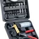 Orion Motor Tech Brake Bleeder Kit with Hand Pump and Pressure Gauge, Hand Vacuum Pump with Brake Bleeder Bottle Adapters Case & Gloves for One Person Brake Fluid Power Steering Fluid Bleeding (Black)