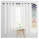 NICETOWN White Linen Sheer Curtains 63 inch Length, Vintage Grommet Linen Textured Semitransparent Privacy Window Treatment Light Filtering for Living Room, 52" W x 63" L, Set of 2