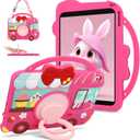 for iPad 9th Generation Case 8th Generation 7th Generation 2021 2020 2019 for Kids Girls with iPad Shoulder Strap Pink Dessert Cart Cute Silicone Protective 10.2 inch iPad Case 9th 8th 7th Gen Cover