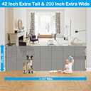 Reinforced 42" Extra Tall Retractable Baby Gate-Prevent Crawling Under, 200" Retractable Pet Gates for Wide Openings, 16ft Mesh Child Gates for Wide Openings, No Bottom Bar Indoor/Outdoor Baby gate