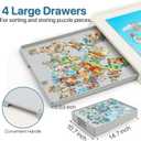 Playboda 1500 Pieces Rotating Plastic Puzzle Board with Drawers and Cover, 35"x27" Portable Spinning Jigsaw Puzzle Table for Adults, Upgraded Lazy Susan, Ideal Gift for Mum