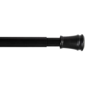 Kenney KN634 Rogers Twist & Fit No Tools Easy to Install Tension Curtain Rod, 28-48" Adjustable Length, Black Finish, 5/8" Diameter Steel Tube