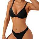 swimall Women's Triangle Bikini Set Sexy Brazilian Sporty Two Piece Swimsuit Cute Bathing Suit - Black - Black - X-Large