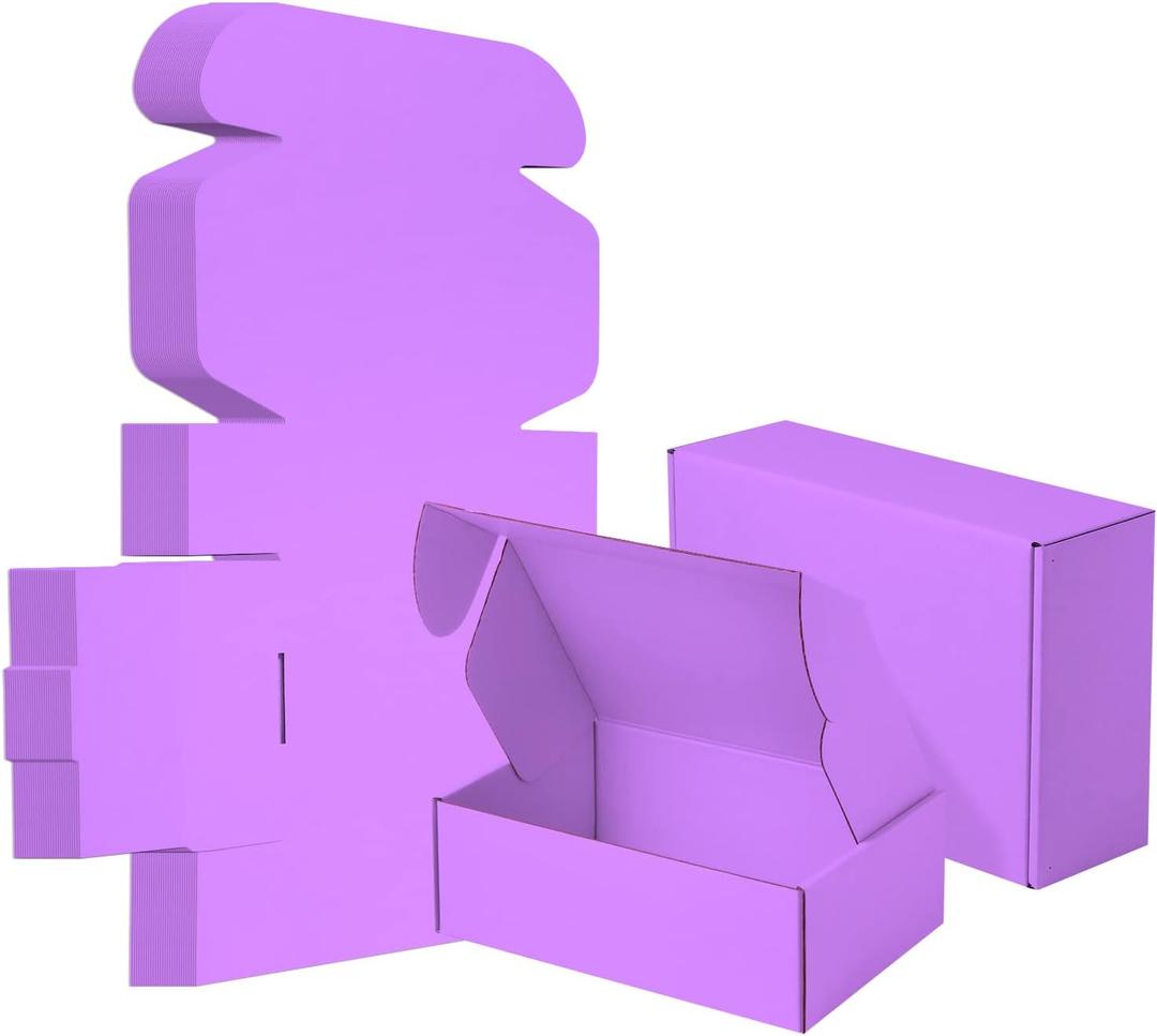25 Pack Small Shipping Boxes Purple Corrugated Cardboard Box 9x6x3 inchesCorrugated Box for Packaging Small Business,Mailing Packing Literature Mailer,Shipping Gift Boxes