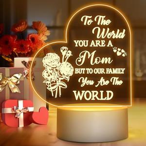 Winzwon Gifts for Mom, Birthday Gifts for Grandma Wife from Daughter Son, Night Light Personalised Presents for New Mom, Mother in Law, Arcylic Room Decoration Pregnant Gift for Mothers Day