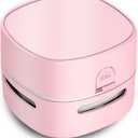 ODISTAR Desktop Vacuum Cleaner, Mini Table dust Sweeper Energy Saving,High Endurance up to 400 mins,360 Rotatable Design for Keyboard/Home/School/Office (Pink)