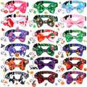 Kacctyen 18 Pcs St. Patrick's Day Cat Collars Bulk Holiday Cat Collars with Bow Tie 4th of July Patriotic Decoration Kitty Breakaway Adjustable Pet Kitten Bowtie Decor(Medium)