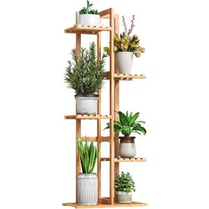 BMOSU Bamboo Plant Stand for Indoor Outdoor Plants Corner Tall Plant Shelf 6 Potted Holder Shelf Plant Rack Holder Display Rack(Natural)