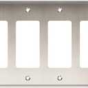 Henne Bery Soft Modern Decorative Wall Plate Switch Plate Outlet Cover (Quad Decorator, Satin Nickel)