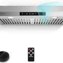 AMZCHEF Under Cabinet Range Hood 30 Inch, 750CFM Stainless Steel Kitchen Stove Vent Hood 3 Speed Exhaust Fan Touch/Remote/Gesture Control LED lights Time Setting Dishwasher-Safe Baffle Filters