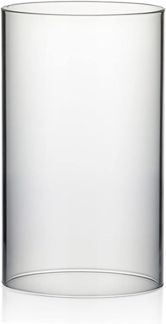 WGVI Hurricane Candle Holder Sleeve, Wide 4.7", Height 8", Clear Glass Cylinder Candleholder, Chimney Tube, Open Ended Candle Shade, 1 Piece