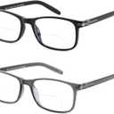 LKEYE Bifocal Reading Glasses Men Women Blue Light Blocking Computer Readers Wide Frame Progressive Eyeglasses Clear Top Fashion Designer Cheaters Transition Stylish Eyewear LK6021 +1.50