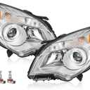 Headlight Assembly Compatible with 2010-2015 Chevy Equinox LS/LT/LTZ Model, Chrome Amber Projector Headlights