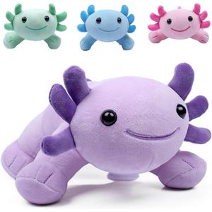 Axolotl Plush Toy, 10.8 Soft Cute Axolotl Stuffed Cotton Plush Pillow Kawaii Salamander Animal for Boys Girls Kids Gift (Purple)