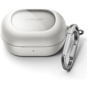 SURITCH Magnetic Cases for Bose New QuietComfort Earbuds (2024) Case Cover, Rugged Shockproof Protective Cover for Bose QuietComfort Earbuds with Magnetic Lok & Carabiner & Cleaning Kit, White