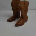 IUV Cowboy Boots For Women Pointy Toe Women's Western Boots Cowgirl Boots Mid Calf Boots (8 Wide) Chestnut