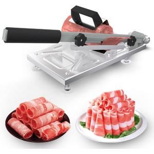 Stainless Steel Food Slicer,Manual Frozen Meat Slicer Beef and Mutton Roll Meat Cleavers Machine for Home Cooking of BBQ Hot Pot
