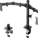 monTEK Stable Dual Monitor Stand for 17"32 Computer Screens, Heavy-Duty Desk Mount with 22 lbs per Arm, Fully Adjustable Brackets and Arms, Clamp/Grommet Base, VESA 100100mm Max