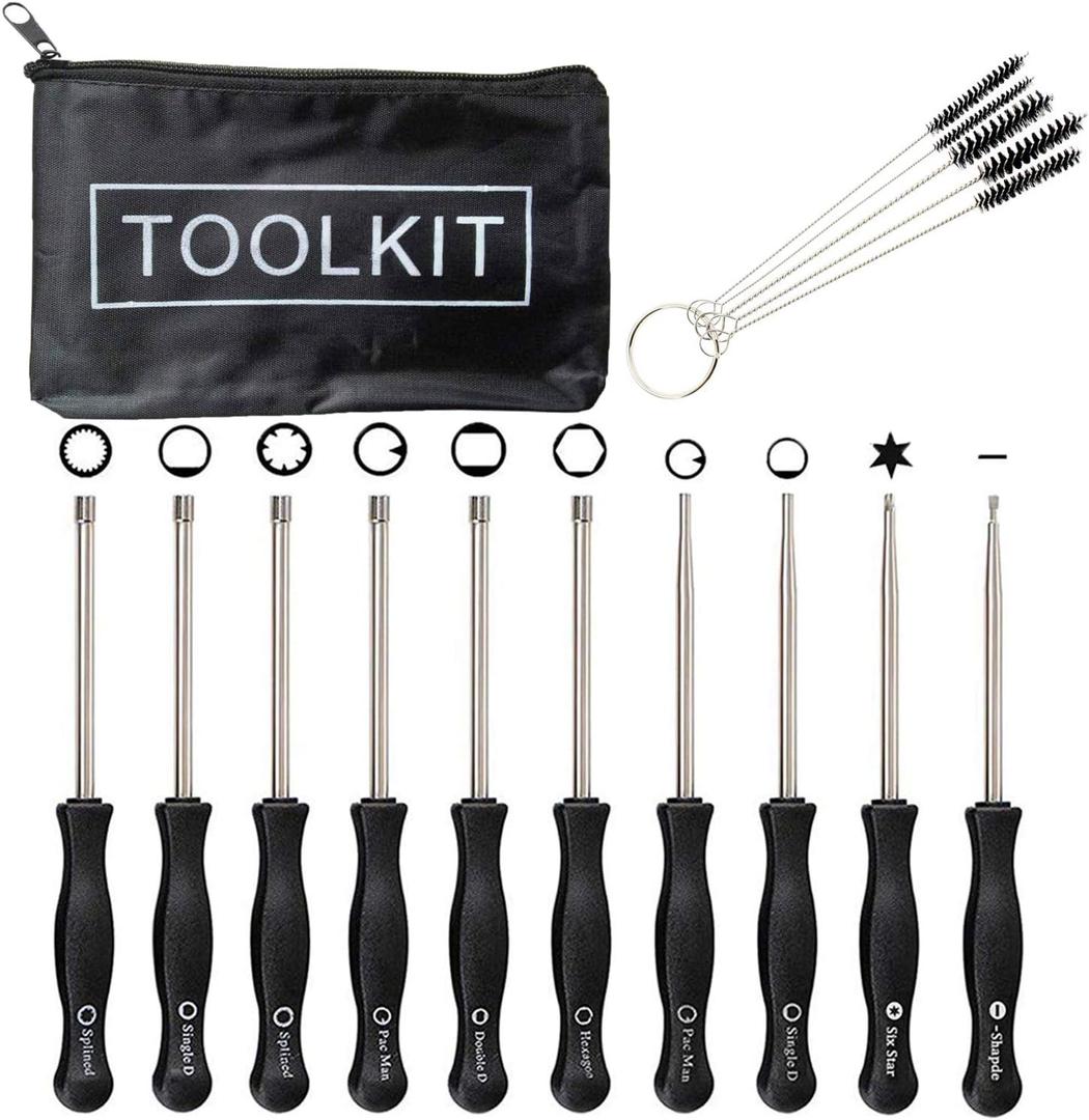 Pack of 11 Carburetor Adjustment Tool Screwdriver Kit + Cleaning Brush for Common 2 Cycle Carburator Small Engine Zama Poulan MTD Ryobi Echo Sears Toro Chainsaw Carb Tune up Adjusting Set
