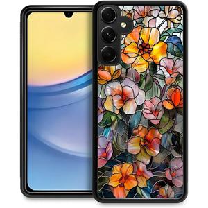 CARLOCA Compatible with Samsung Galaxy A15 Case Design for Girl Shockproof Anti-Scratch Hard PC Back Case Esthetics Fashion Pattern Colorful Flowers 3D Mosaic Vintage