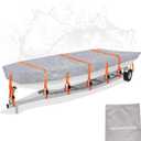 Jon Boat Cover 14ft - 16 ft Heavy Duty Jon Boat Waterproof Trailerable Jon Boat Covers with Windproof Straps, Fits 16ft Long and Beam Width up to 75 inches, Gray