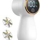 Rechargeable Fabric Shaver Lint Remover, Sweater Shaver with 3-Speed Control, LED Display Clothes Shaver, 6-Leaf Stainless Steel Blades, Suitable for Clothes, Sweater, Couch, Blanket, Wool (White)