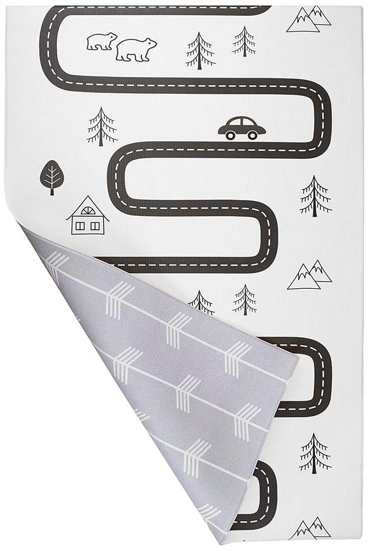Baby Care Play Mat (Large, Nordic Trails - Morning Fog Arrows) 82'' x 55'' Original One-Piece Reversible Rollable Waterproof Play Mat for Infants, Babies, Toddler, and Kids