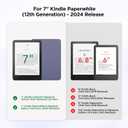 Magnetic Detachable Case for All-New 7" Kindle Paperwhite 12th Gen 2024 and Kindle Colorsoft Signature Edition, Light PU Leather Cover Case with Auto Wake/Sleep, Lavender Purple