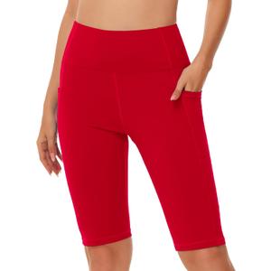 MIVEI Women's High Waisted Long Swim Shorts - 12" Tummy Control Swim Board Capris Bottoms Swimwear with Liner (Red, XXXL)