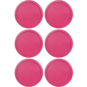 Replacement Lids fits Pyrex 4-Cup Glass Food Storage Container Bowls, 6-Inch Plastic Round Lids Covers for Pyrex 7201-PC, Airtight & Leakproof (6-Pack, Fuchsia)