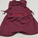 Aleumdr Women's Tankini Swimsuit Two Piece Tummy Control Bathing Suit Twist Front Swim Tank Top with Skirt Burgundy XL