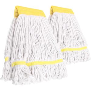 2 Pack Heavy Duty Mop Head Commercial Replacement for Floor Cleaning,Wet Industrial Cotton Looped End String Heads Refill,Yellow