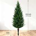 4Ft Artificial Cedar Topiary Trees (2-Pack) - UV Resistant Fake Shrubs with Ground Spike for Outdoor & Indoor Use, Front Porch, Garden Decor