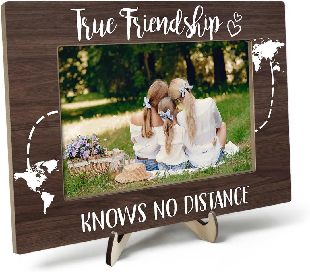 Best Friends Picture Frame Gift, Friendship Photo Frame, Long Distance Friendship Picture Frame Gift, Farewell Gift Graduation Gift for Friends, Birthday Gifts for Women BFF Soul Sister(Brown)